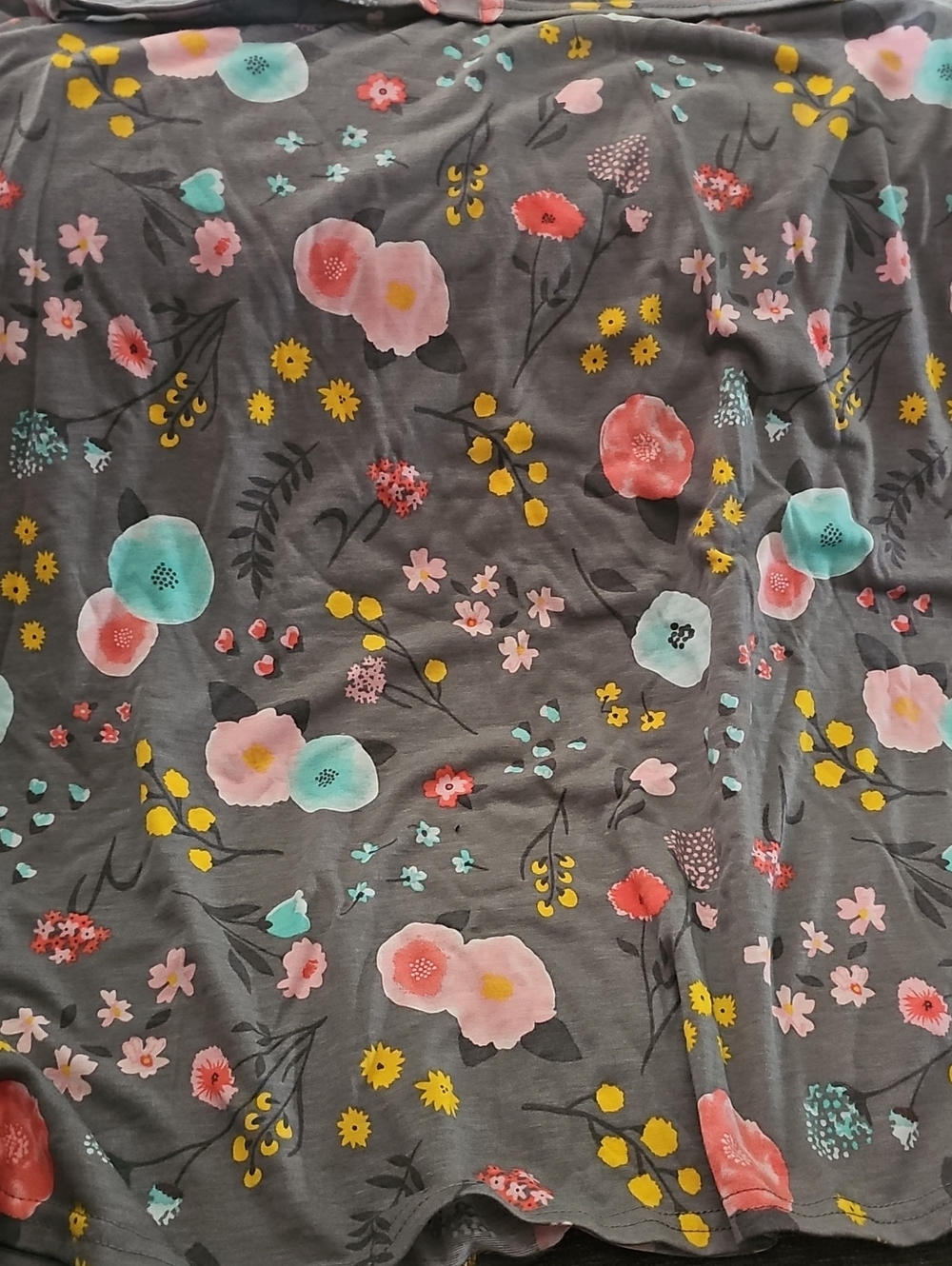 Floral Gray Cotton-Blend Sheet Set with Pink, Aqua & Yellow Blooms.car Seet Cove